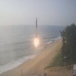 Sriharikota: The Agnibaan rocket, powered by the world's first single-piece 3D printed semi-cryogenic engine, lifts off from its launch pad at Sriharikota on Thursday, May 30, 2024. (Photo: IANS/@AgnikulCosmos)