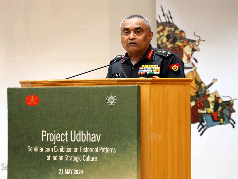 Army Chief General Manoj Pandey speaking at a seminar organized on Project 'Udbhav'