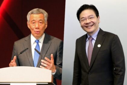 Lee Hsien Loong and Lawrence Wong (left to right) Photo: IANS