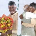 Chandrababu Nadu hugged PM Narendra Modi after taking oath. Photo: IANS