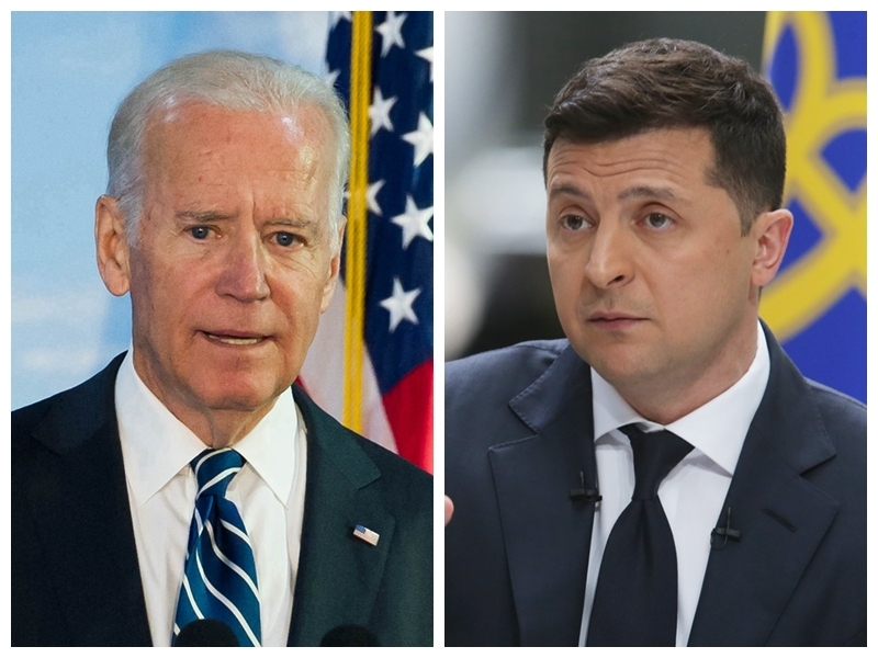 Combo photo of U.S. President Joe Biden (L) and Ukrainian President Volodymyr Zelensky. (Xinhua/IANS)