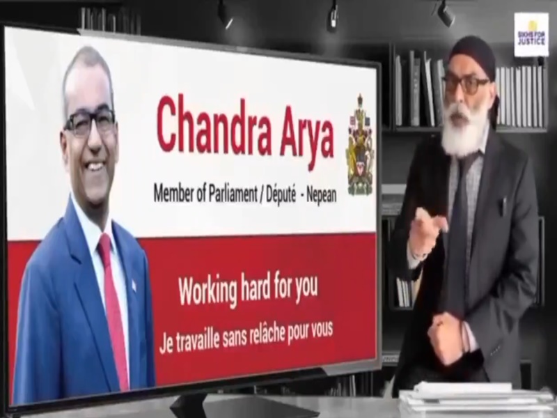 Khalistani terrorist Gurpatwant Singh Pannun threatened Canadian MP to go back to India Chandra Arya gave befitting reply