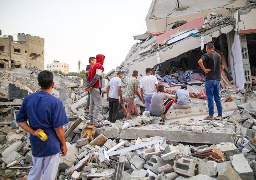 Buildings destroyed after Israeli bombardment in an area in Gaza (file photo- IANS)