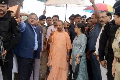 CM Yogi also reached the spot amidst rain, where he took details of the entire incident from the officials. Photo: IANS