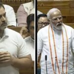 During Rahul Gandhi's speech in the Lok Sabha, PM Narendra Modi also stood up and expressed his protest (Photo-X)