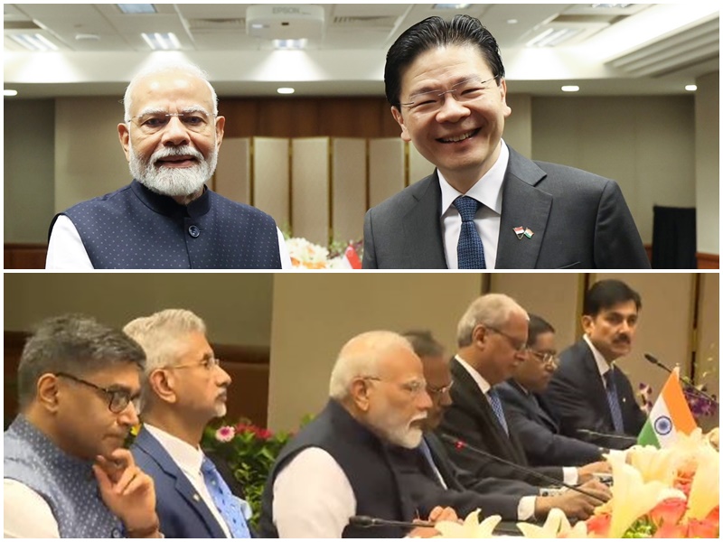 Which four agreements were signed between India and Singapore during pm modi 2 days visit