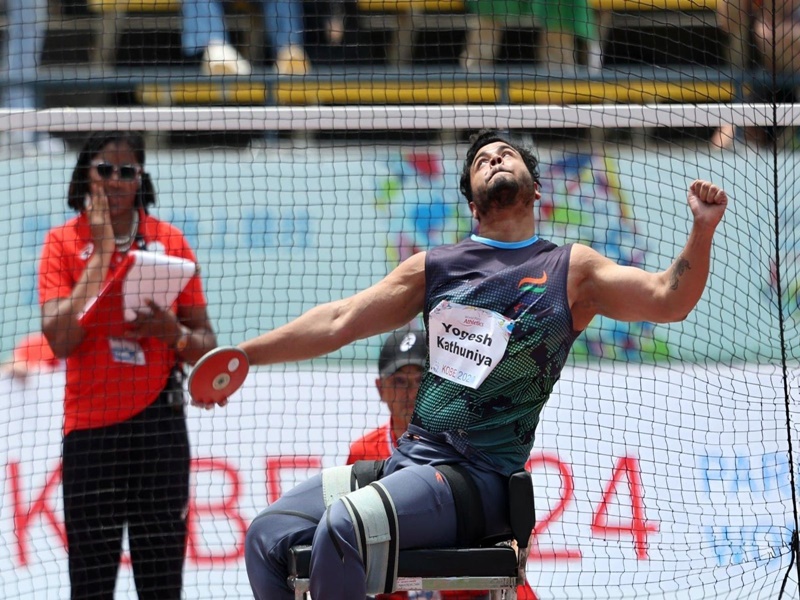 indian Yogesh Kathuniya won silver medal in discus throw F-56 event Paris Paralympics 2024