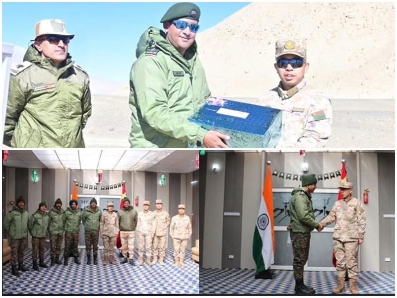 india china armies distributed sweets to each other on Diwali when both Armies retreated on lac in Ladakh