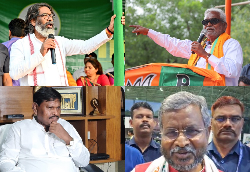 Jharkhand assembly elections, Chief Ministers, Babulal Marandi, Hemant Soren, Champai Soren, Election candidates, Political reputation, Jharkhand Mukti Morcha, Bharatiya Janata Party, Political challenges, Election strategies, Family candidates, Traditional rivals, Voter dynamics, Political landscape.