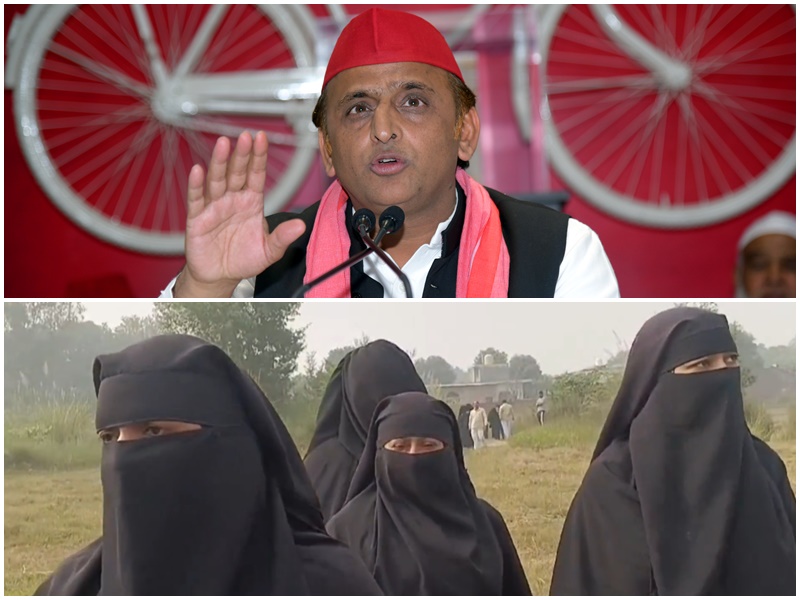 Akhilesh yadav says police with gun stop voters for vote ibrahimpur Burqa Controversy up by polls