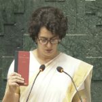 Priyanka Gandhi took oath as a Lok Sabha member with a copy of the Constitution in her hand.