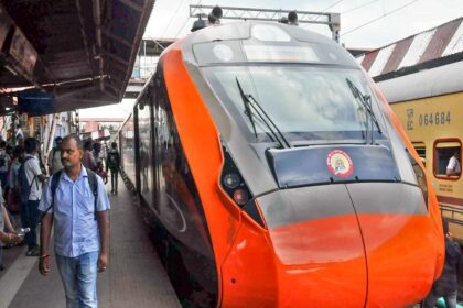 Patna: The Vande Bharat Express during its trial run at Patna Railway Station on Tuesday September 10, 2024. (Photo: IANS)