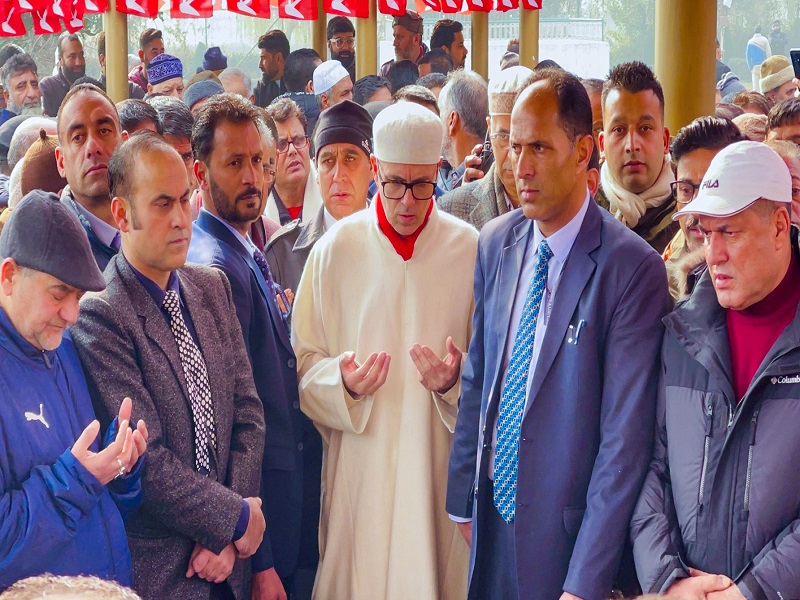 Srinagar: Jammu and Kashmir Chief Minister Omar Abdulla pays tribute to party founder Sheikh Mohammad Abdullah