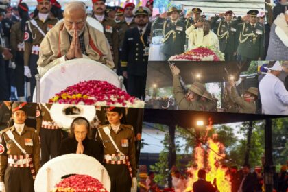 manmohan singh Funeral, manmohan singh cremated, manmohan singh funeral pics, nigambodh ghat, manmohan singh last ritual, manmohan singh Death News, manmohan singh news, मनमोहन सिंह पंचतत्व में हुए विलीन, निगमबोध घाट पर दी गई मुखाग्नि, नम आंखों से देश ने किया आखिरी सलाम,