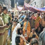 Tirupati: Police personnel stand guard at the token issuance centers, commemorating the Dwadashi of Vaikuntha Ekadashi